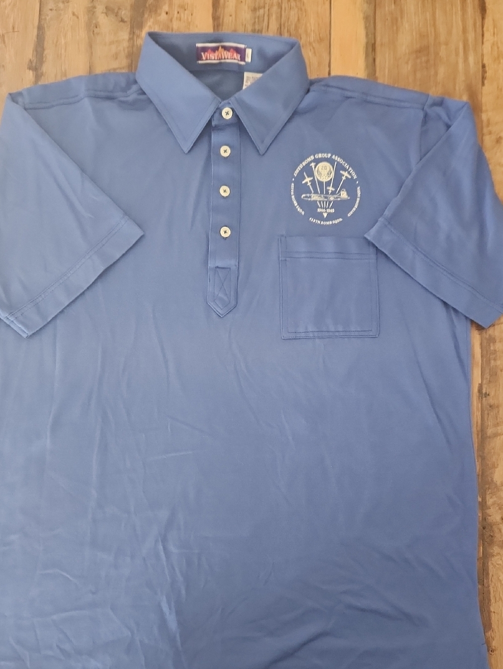 Men's Blue Short-Sleeve Polo with Chest Pocket - 330th Bomb Group Association